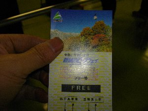 ロープウェイ無料券