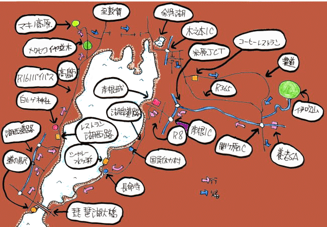 琵琶湖ツーリングルート図