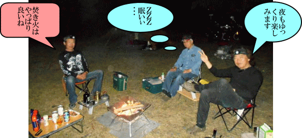焚き火を囲んで
