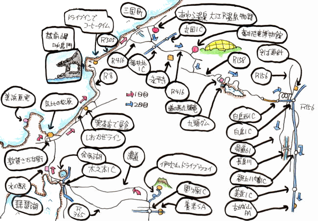 おじんライダー宿旅物語Ⅱルート図