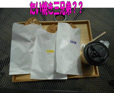 あんなし、カスタード、あんいりのたい焼き三兄弟