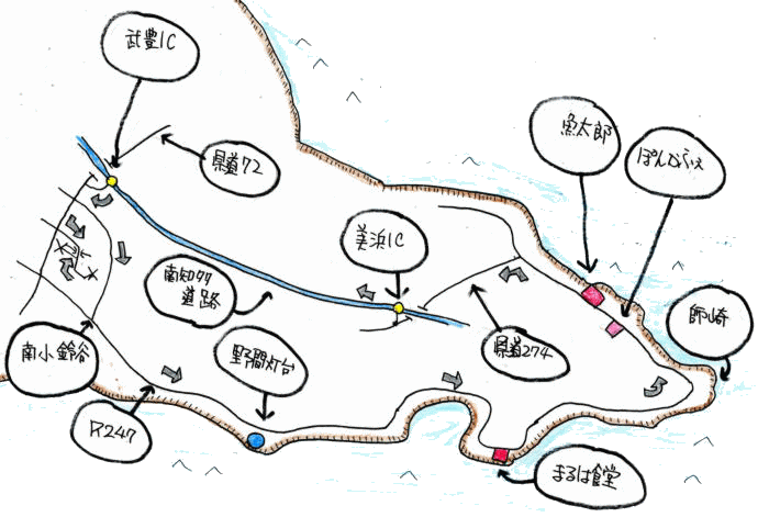 知多半島まるは食堂ツーリングルート図