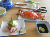 ワタリガニにエビフライがたまんない