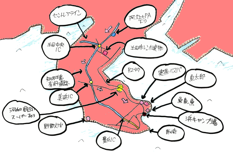 浜キャンプルート図