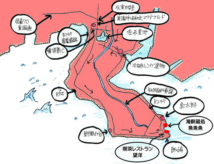 知多半島を巡るルート図