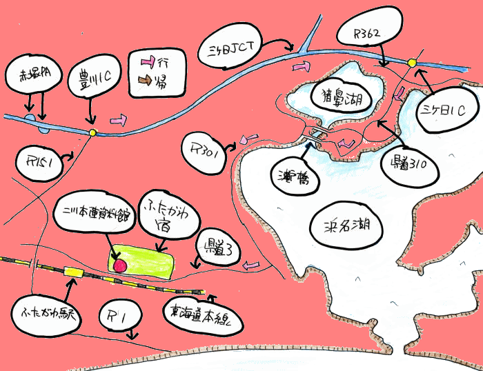 二川宿散策ルート図