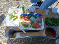 お刺身と貝類にえだまめ